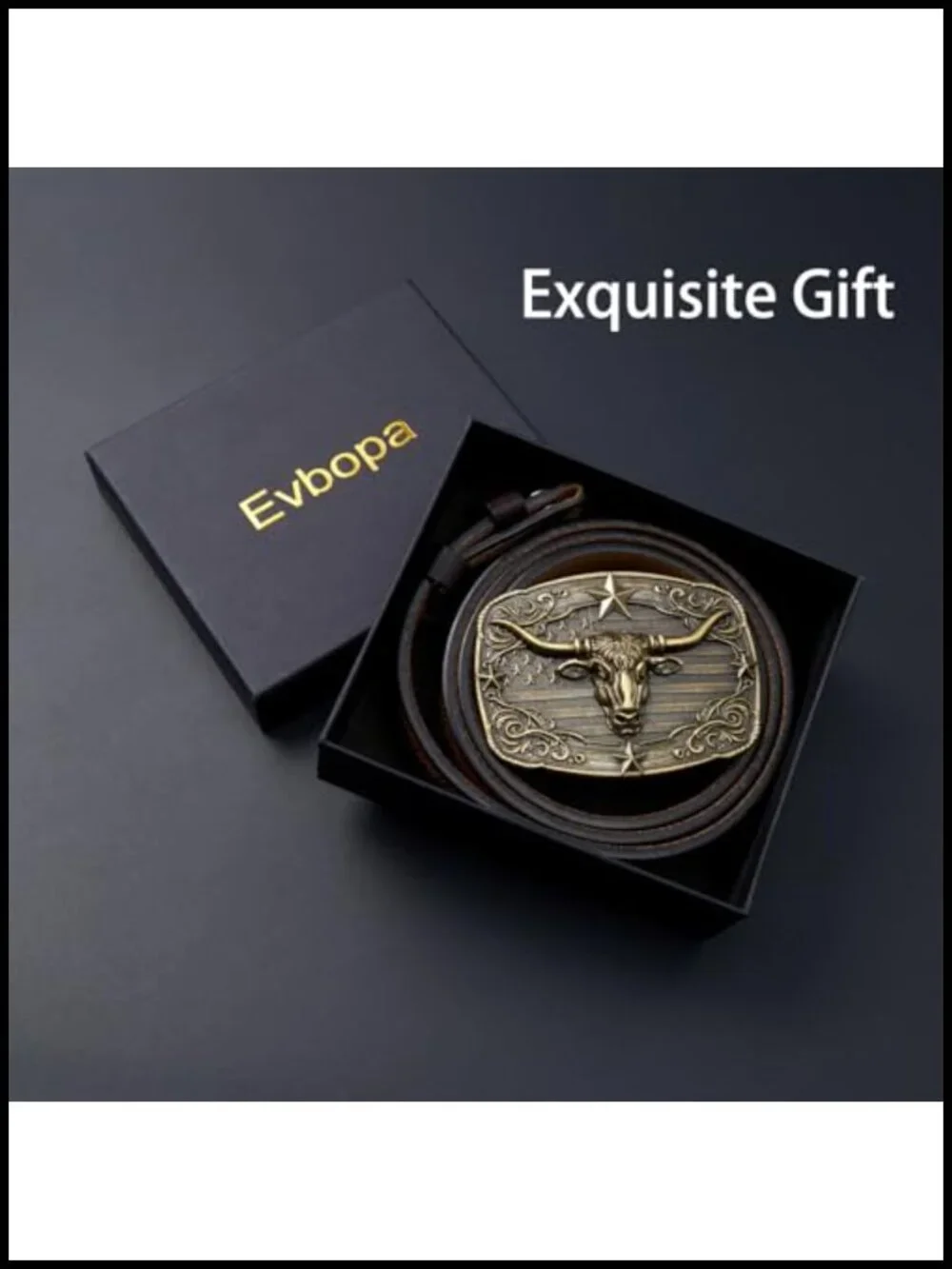 Men's Cowhide Leather Western Belt with Engraved Zinc Alloy Buckle
